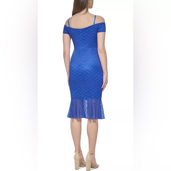 GUESS Women's Embroidered-Lace Cold-Shoulder Dress - SZ 14 - NWT - Picture 7 of 11